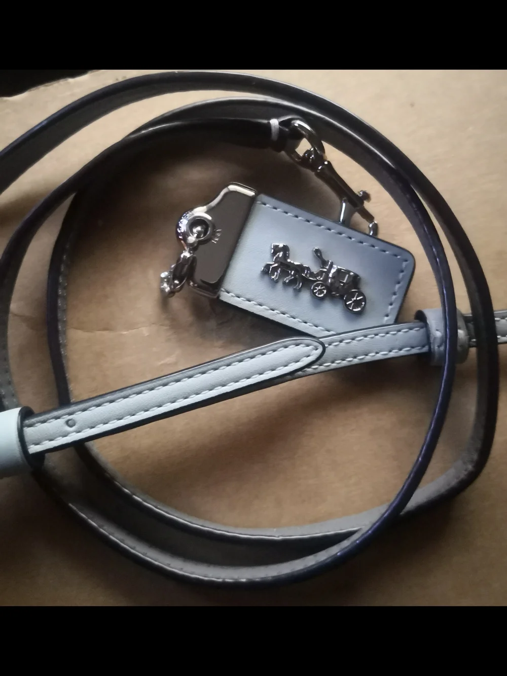 Coach Pale Light Blue Adjustable Strap & Tag 1941 Style , LIKE NEW